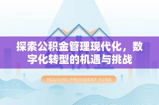 海西探索公积金管理现代化，数字化转型的机遇与挑战